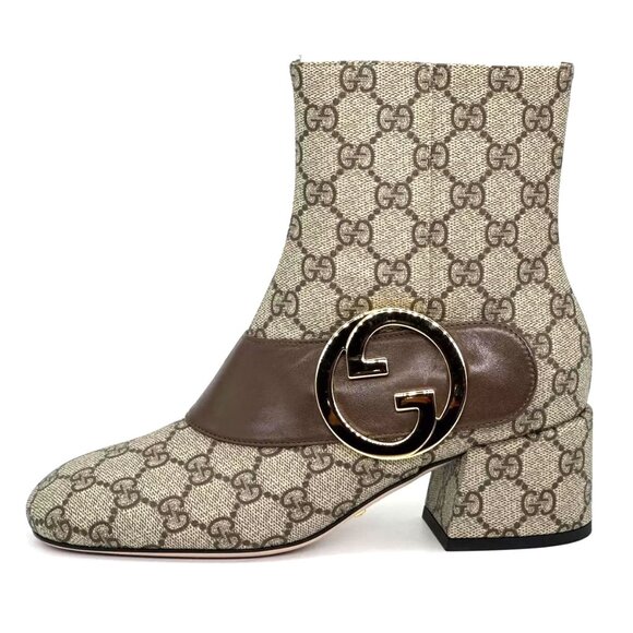 Gucci Blondie Interlocking GG Medallion Logo Ankle Booties Boots Heels - Picture 5 of 16